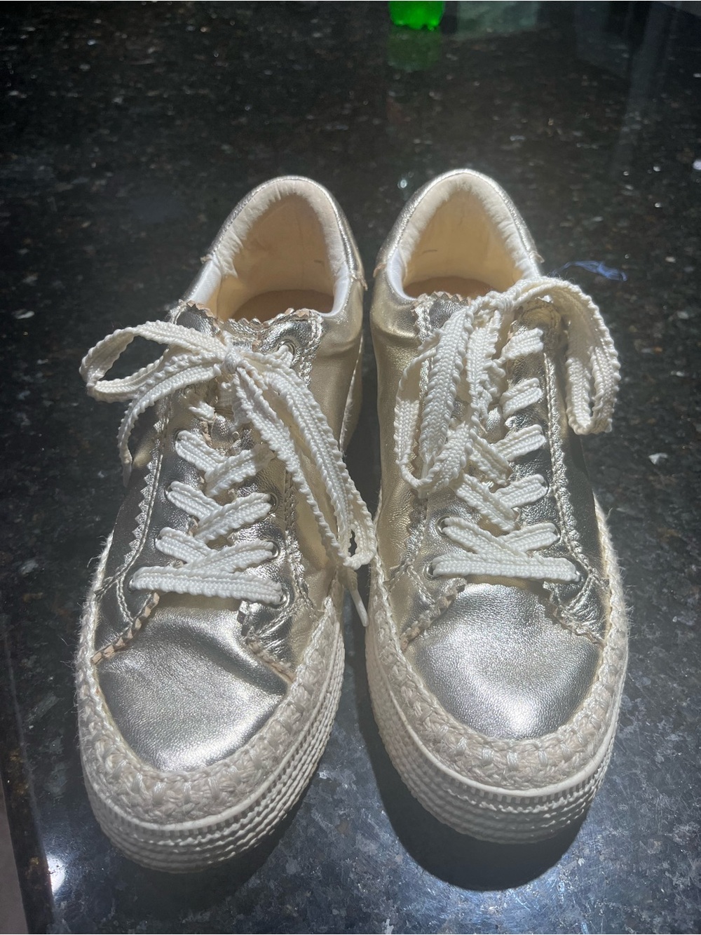 Dolce Vita Metallic Gold and Cream Women's Low-Top Sneakers